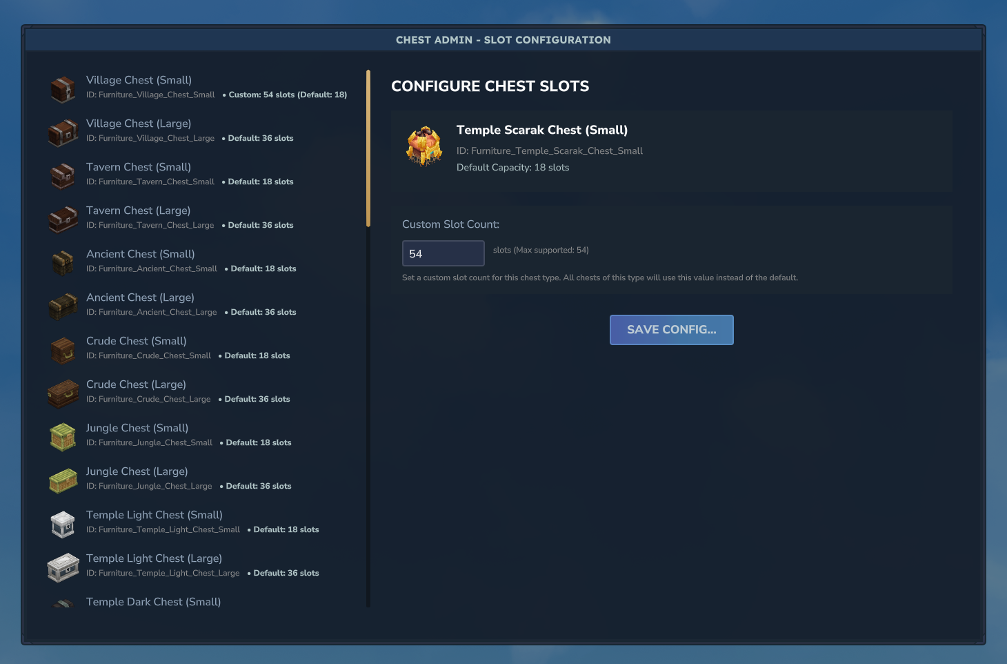 Custom Chest Slots example